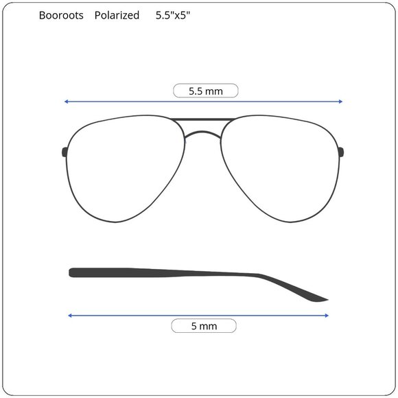 Blue Tinted Polarized Lens Gold Tone Booroot Stylish Sunglasses With Case - Picture 3 of 13